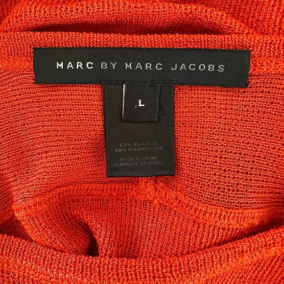 Marc by Marc Jacobs Sweater Women L Red Silk Knit Lightweight Boho Preppy NWOT - Picture 4 of 6